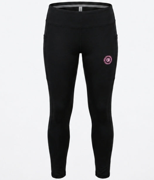 CDR Midnight Black Two-Piece Performance Racer Back Yoga Set with Hot Pink logo!