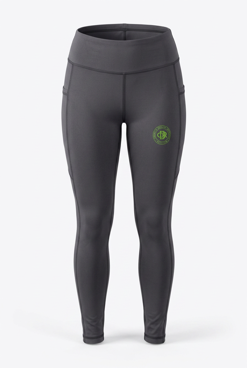 CDR Charcoal Gray Two-Piece Performance Racer Back Yoga Set with Lime Green logo!